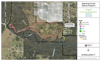Hillsborough County Conservation and Environmental Lands Management Alderman's Ford Nature Preserve Trail Map digital map