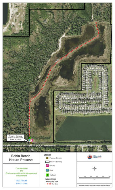 Hillsborough County Conservation and Environmental Lands Management Bahia Beach Nature Preserve Trail Map digital map