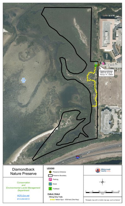 Hillsborough County Conservation and Environmental Lands Management Diamondback Nature Preserve Trail Map digital map