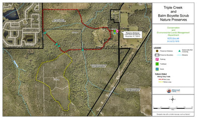 Hillsborough County Conservation and Environmental Lands Management Triple Creek Nature Preserve Trail Map digital map