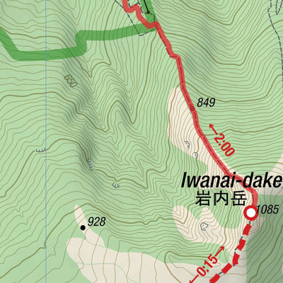 HokkaidoWilds.org Iwanai-dake Hiking Topomap (includes Raiden-yama and Mekunnai-dake), Hokkaido, Japan digital map