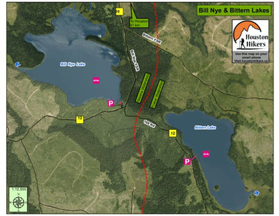 Houston Hikers Society Bill Nye and Bittern Lakes Map - Houston, BC digital map