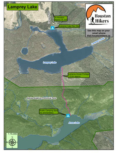 Houston Hikers Society Lamprey Lake - Houston, BC digital map