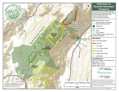 Hudson Highlands Land Trust Granite Mountain Preserve -- Trail Map (February 2020) digital map