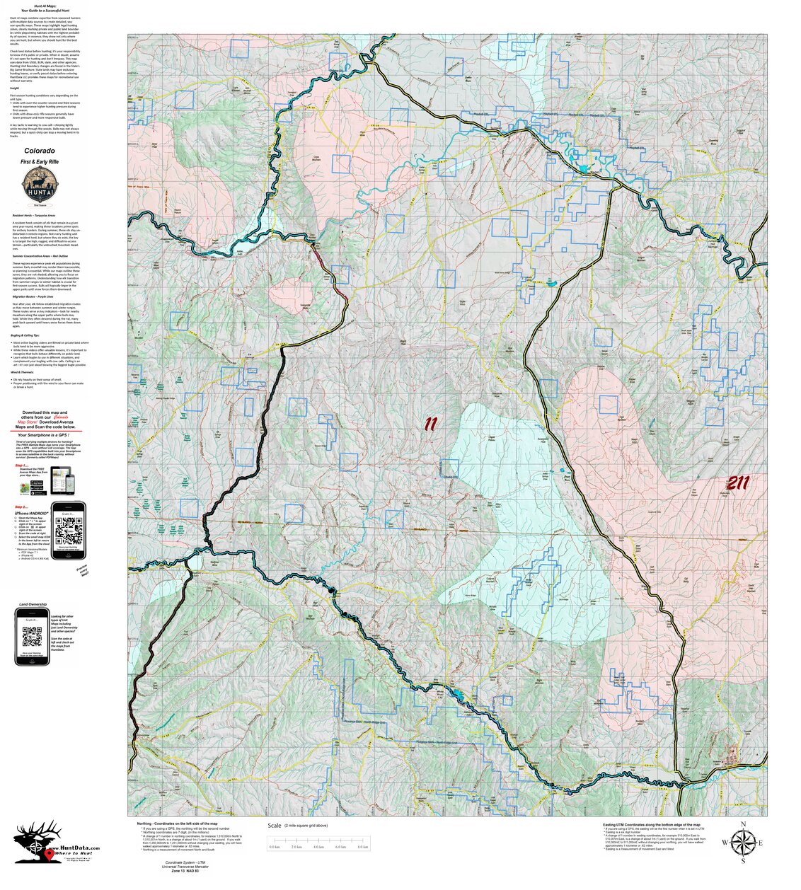Colorado Unit 11 Recommended First Rifle Areas Map by HuntAI | Avenza Maps