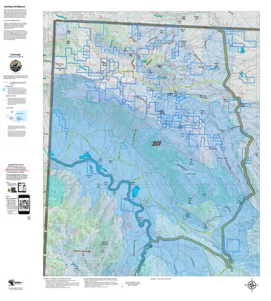 Colorado Unit 201 Recommendations for 3rd and 4th Rifle Map by HuntAI ...