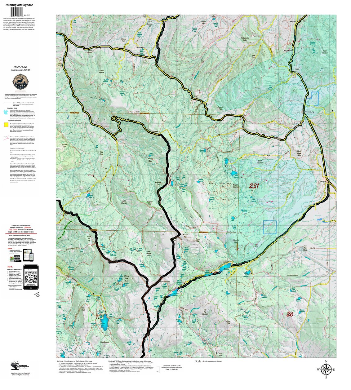 Colorado Unit 231 Second Rifle Recommendations Map by HuntAI | Avenza Maps