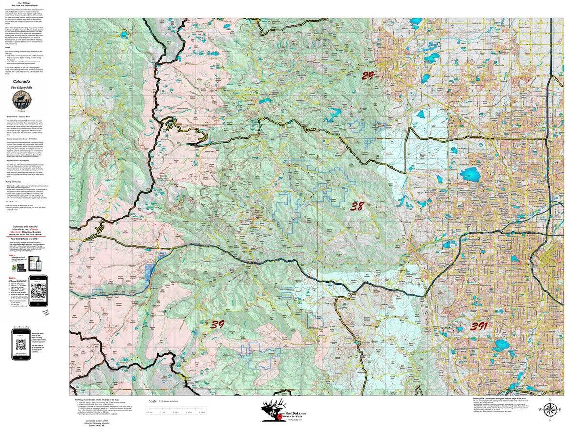 Colorado Unit 38 Recommended First Rifle Areas Map by HuntAI | Avenza Maps