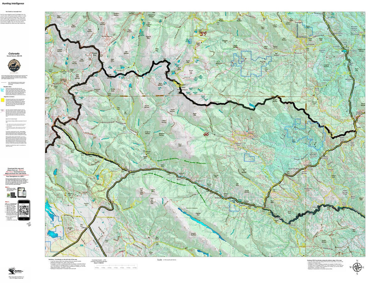 Colorado Unit 46 Second Rifle Recommendations Map by HuntAI | Avenza Maps