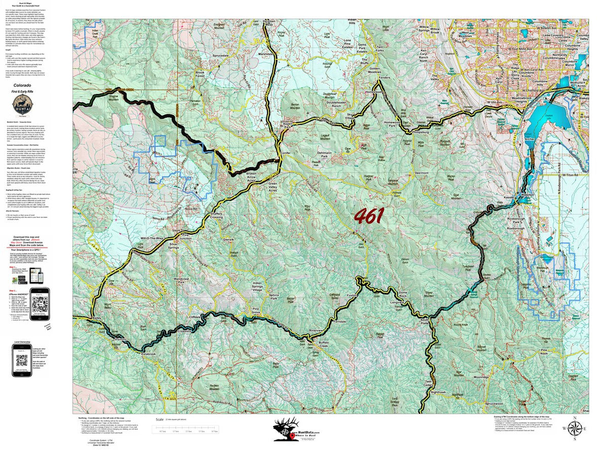 Colorado Unit 461 Recommended First Rifle Areas Map by HuntAI | Avenza Maps