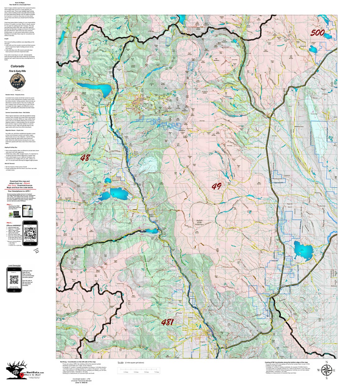 Colorado Unit 49 Recommended First Rifle Areas Map by HuntAI | Avenza Maps