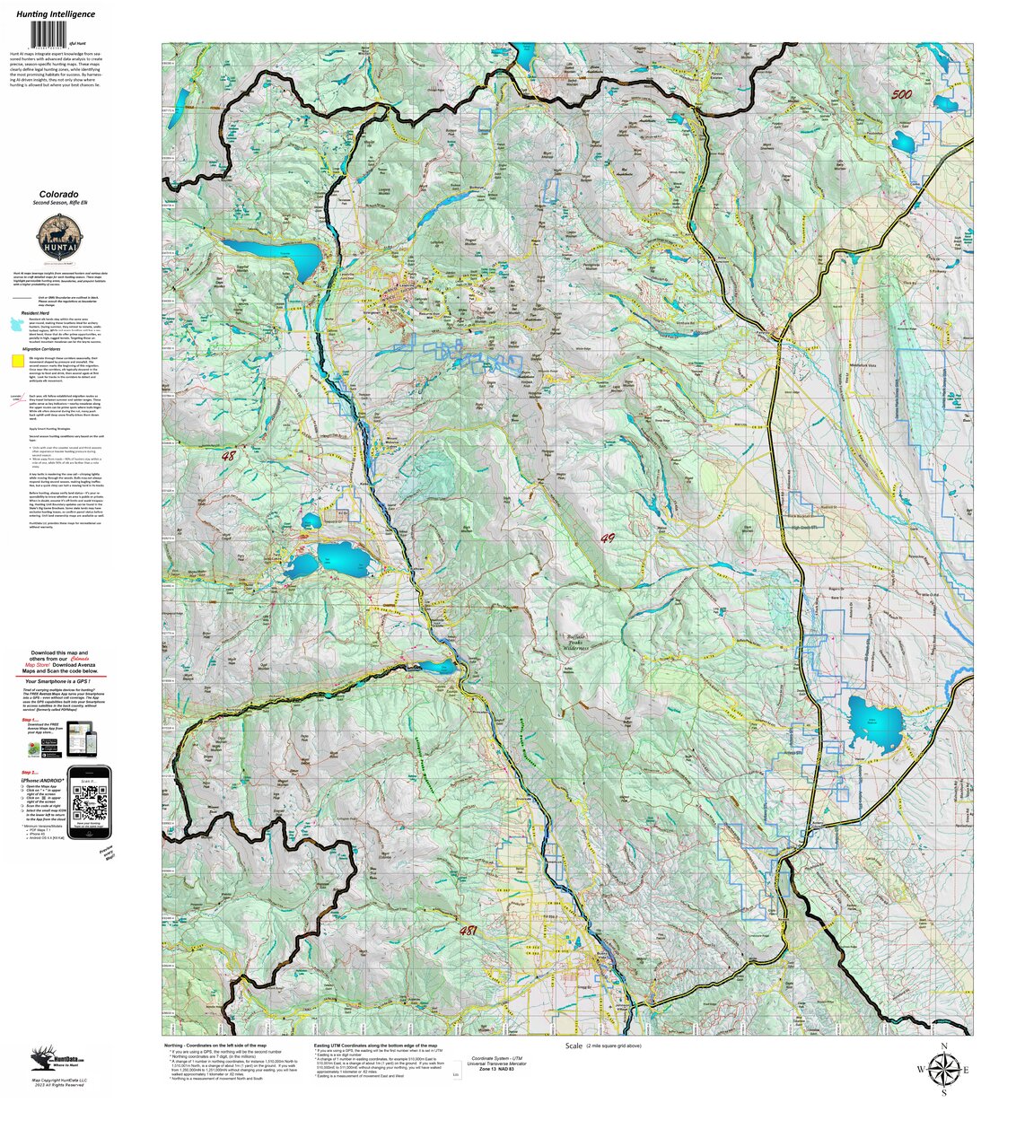 Colorado Unit 49 Second Rifle Recommendations Map by HuntAI | Avenza Maps