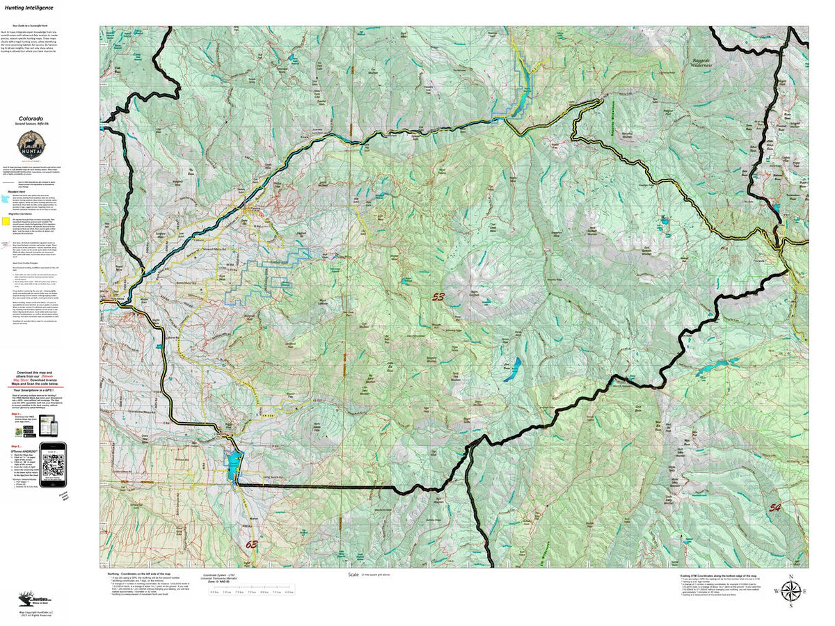 Colorado Unit 53 Second Rifle Recommendations Map by HuntAI | Avenza Maps