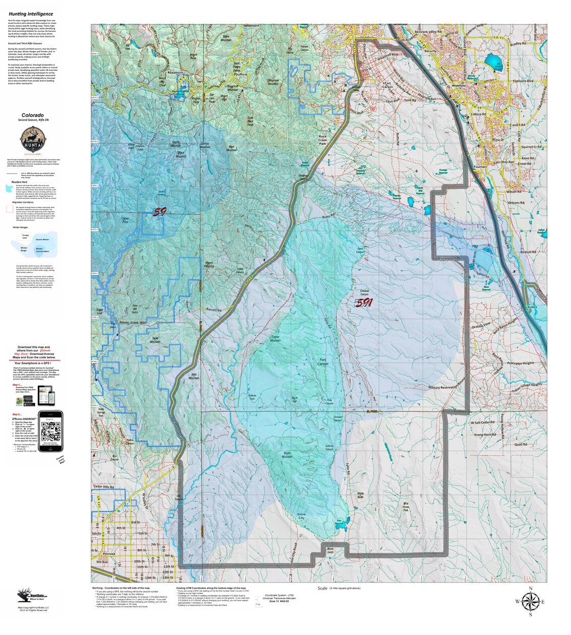 Colorado Unit 591 Recommendations for 3rd and 4th Rifle Map by HuntAI ...