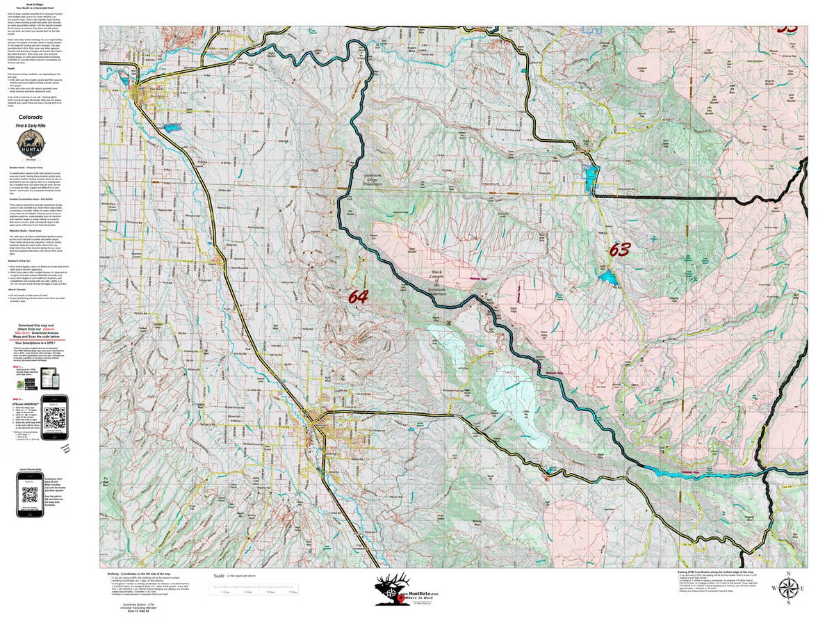Colorado Unit 64 Recommended First Rifle Areas Map by HuntAI | Avenza Maps