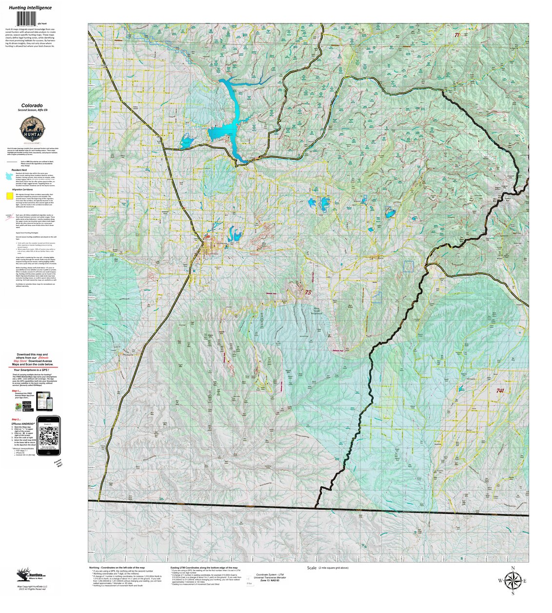 Us$73 Map Colorado Unit 73 Second Rifle Recommendations Map by HuntAI | Avenza Maps