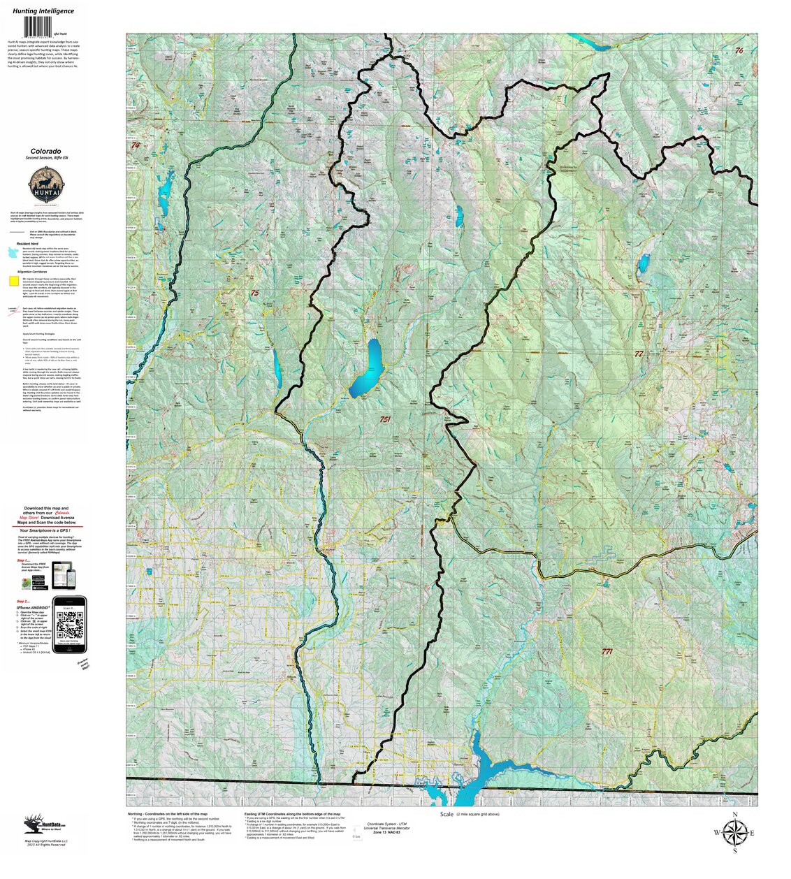 Colorado Unit 751 Second Rifle Recommendations Map by HuntAI | Avenza Maps
