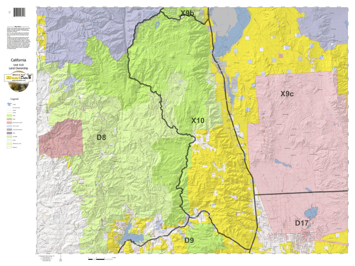 California Deer Hunting Zone X10 Map by HuntData LLC Avenza Maps