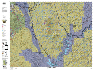 HuntData LLC Henry Mtns. Utah Mule Deer Hunting Unit Map with Land Ownership and Concentrations digital map