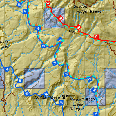 HuntData LLC Henry Mtns. Utah Mule Deer Hunting Unit Map with Land Ownership and Concentrations digital map