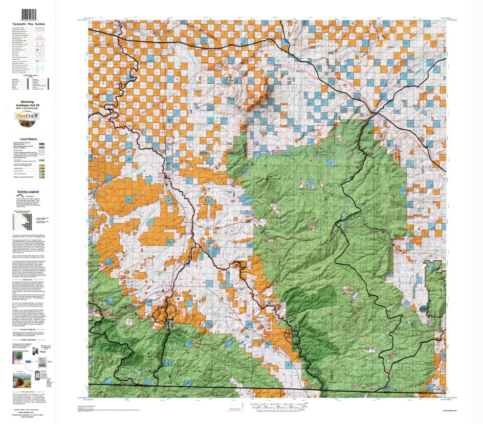 HuntData Wyoming Land Ownership Map for Antelope Unit 28 by HuntData ...