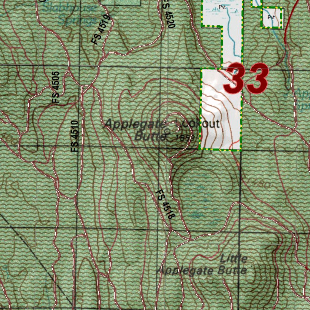 Applegate Unit Map Oregon Hunting Unit 33, Sprague Land Ownership Map by HuntData LLC ...