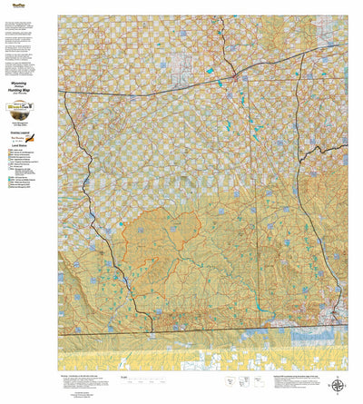 HuntData LLC Wyoming Antelope Unit 57 Map with Land Ownership digital map
