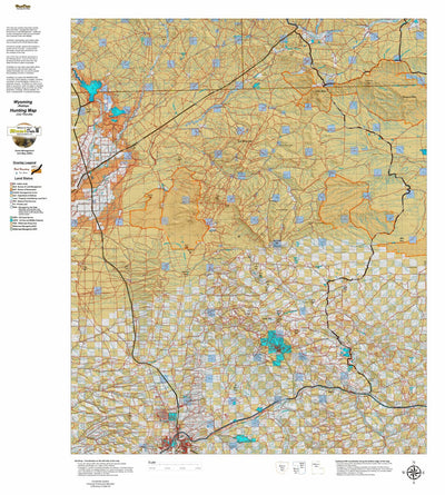 HuntData LLC Wyoming Antelope Unit 92 Map with Land Ownership digital map
