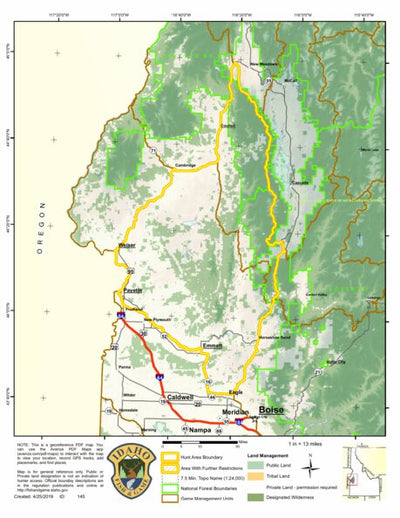Idaho Department of Fish & Game Controlled Hunt Areas - Bear - Hunt Area 32-1 digital map