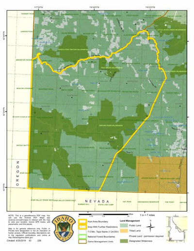 Idaho Department of Fish & Game Controlled Hunt Areas - California Sheep - Hunt Area 42 digital map