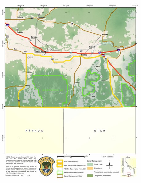 Controlled Hunt Areas - California Sheep - Hunt Area 55 Map by Idaho ...