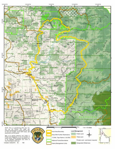 Idaho Department of Fish & Game Controlled Hunt Areas - Deer - Hunt Area 10A digital map