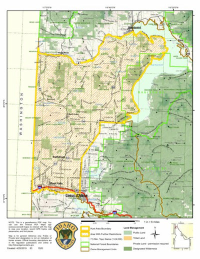 Idaho Department of Fish & Game Controlled Hunt Areas - Deer - Hunt Area 2-1X digital map
