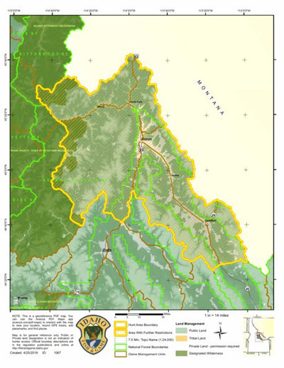 Idaho Department of Fish & Game Controlled Hunt Areas - Deer - Hunt Area 21-1X digital map