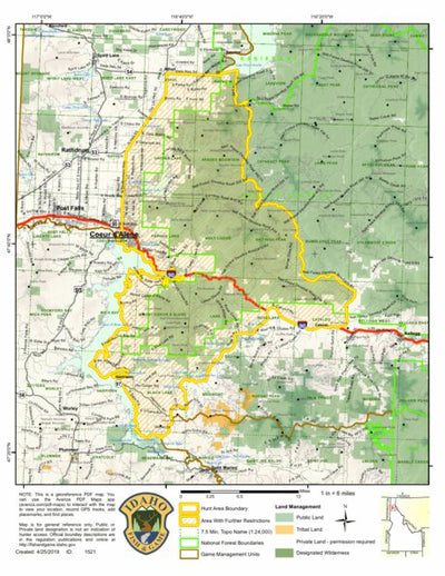 Idaho Department of Fish & Game Controlled Hunt Areas - Deer - Hunt Area 3-1X digital map
