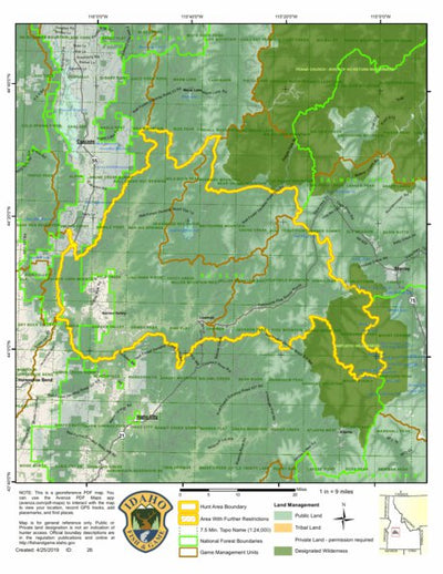 Idaho Department of Fish & Game Controlled Hunt Areas - Deer - Hunt Area 33-1 digital map