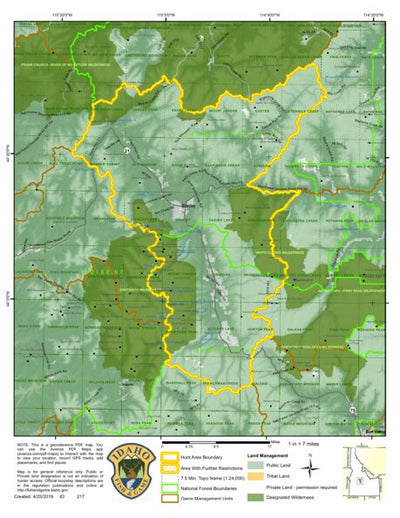 Idaho Department of Fish & Game Controlled Hunt Areas - Deer - Hunt Area 36 digital map