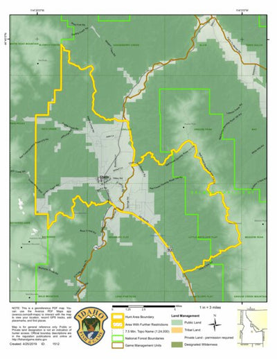 Idaho Department of Fish & Game Controlled Hunt Areas - Deer - Hunt Area 36B-1 digital map