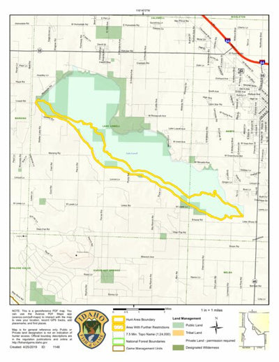 Idaho Department of Fish & Game Controlled Hunt Areas - Deer - Hunt Area 38-1 digital map
