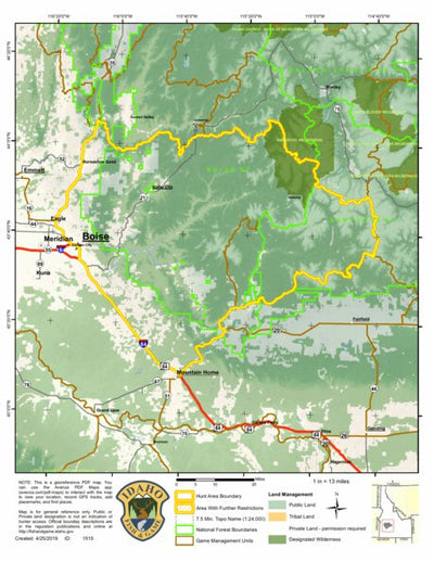 Idaho Department of Fish & Game Controlled Hunt Areas - Deer - Hunt Area 39-1 digital map