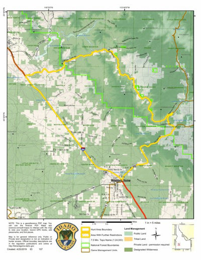 Idaho Department of Fish & Game Controlled Hunt Areas - Deer - Hunt Area 39-1X digital map