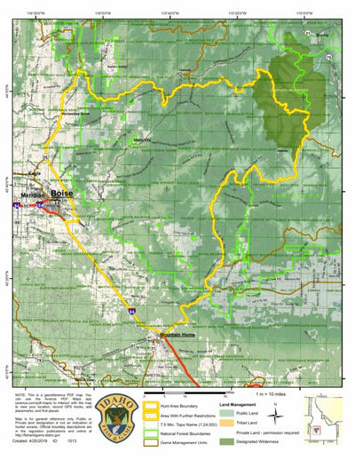 Idaho Department of Fish & Game Controlled Hunt Areas - Deer - Hunt Area 39-2 digital map