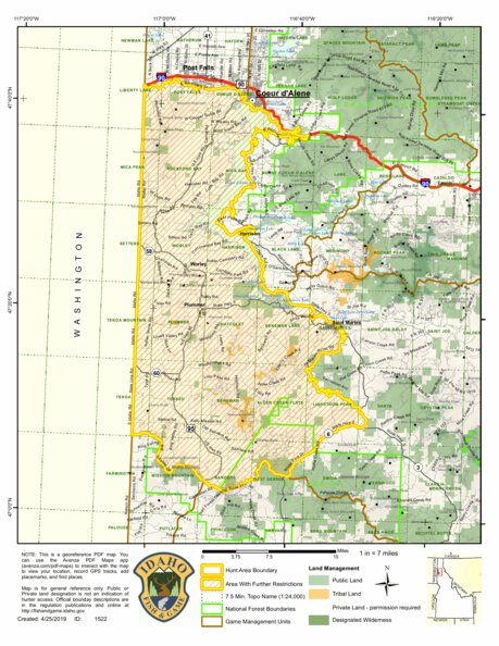 Hunttrack Map Controlled Hunt Areas - Deer - Hunt Area 5-1X Map by Idaho Department ...