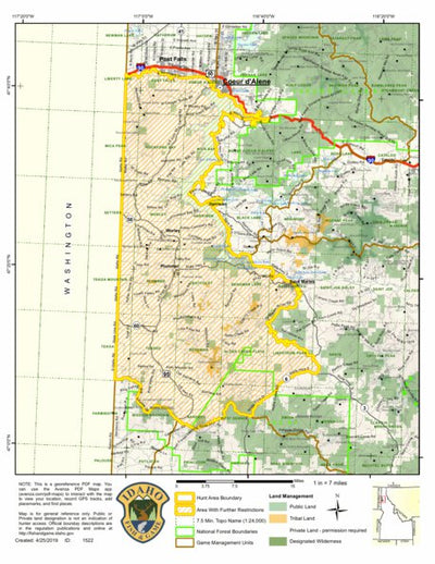 Idaho Department of Fish & Game Controlled Hunt Areas - Deer - Hunt Area 5-1X digital map