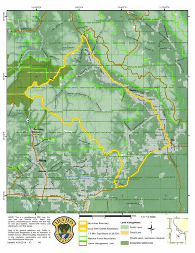 Idaho Department of Fish & Game Controlled Hunt Areas - Deer - Hunt Area 50-1 digital map