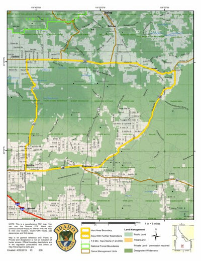 Idaho Department of Fish & Game Controlled Hunt Areas - Deer - Hunt Area 52 digital map