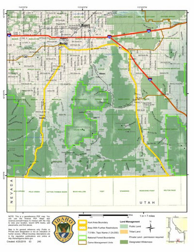 Idaho Department of Fish & Game Controlled Hunt Areas - Deer - Hunt Area 55 digital map