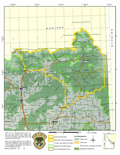 Idaho Department of Fish & Game Controlled Hunt Areas - Deer - Hunt Area 60-1X digital map