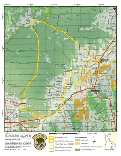 Idaho Department of Fish & Game Controlled Hunt Areas - Deer - Hunt Area 68 digital map