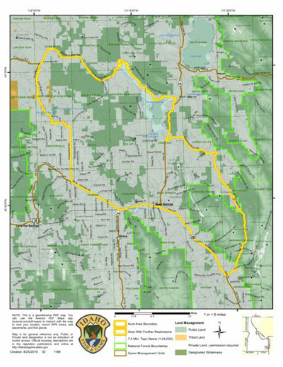 Idaho Department of Fish & Game Controlled Hunt Areas - Deer - Hunt Area 72-1 digital map